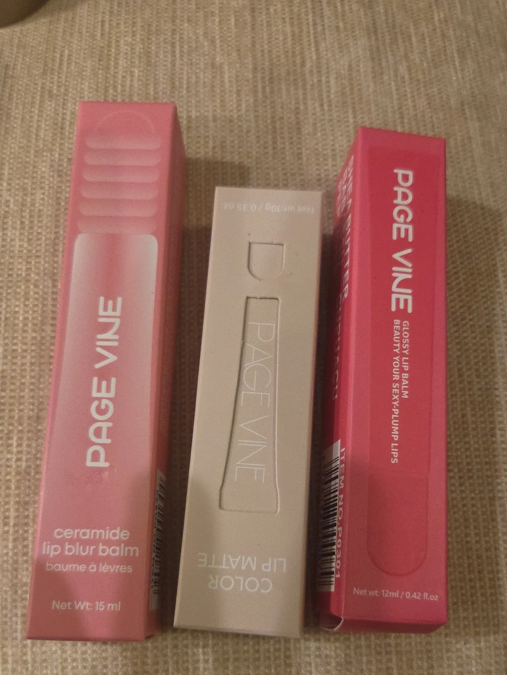 Page Vine Trio Pink Lip Balms & Lip Matte NIB